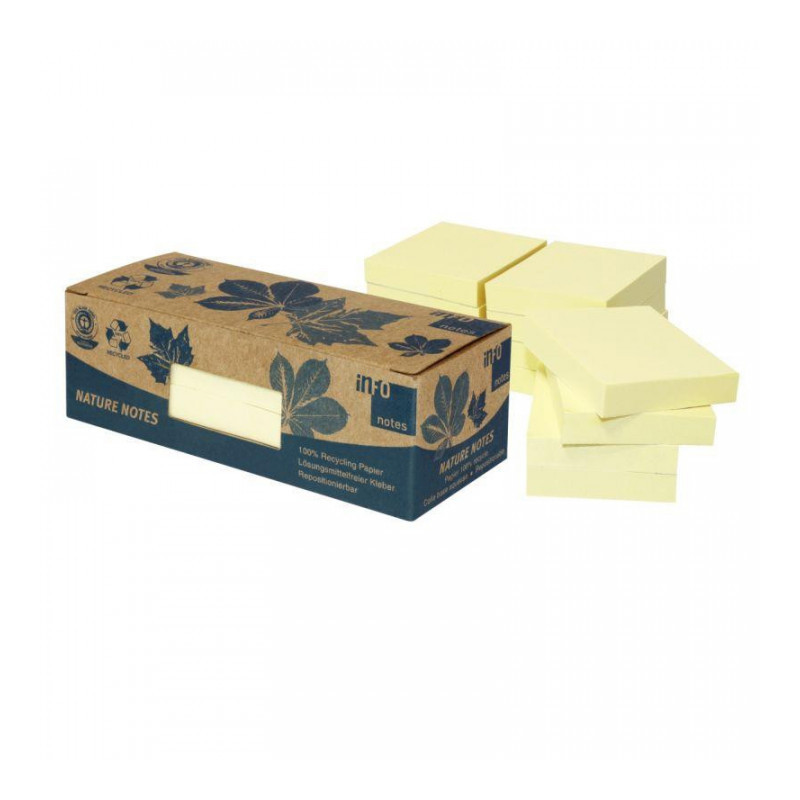 BLOC REPOSITIONNABLE40X50 JAUNE RECYCLE 100F QT12 BLOC REPOSITIONNABLE40X50 JAUNE RECYCLE 100F QT12