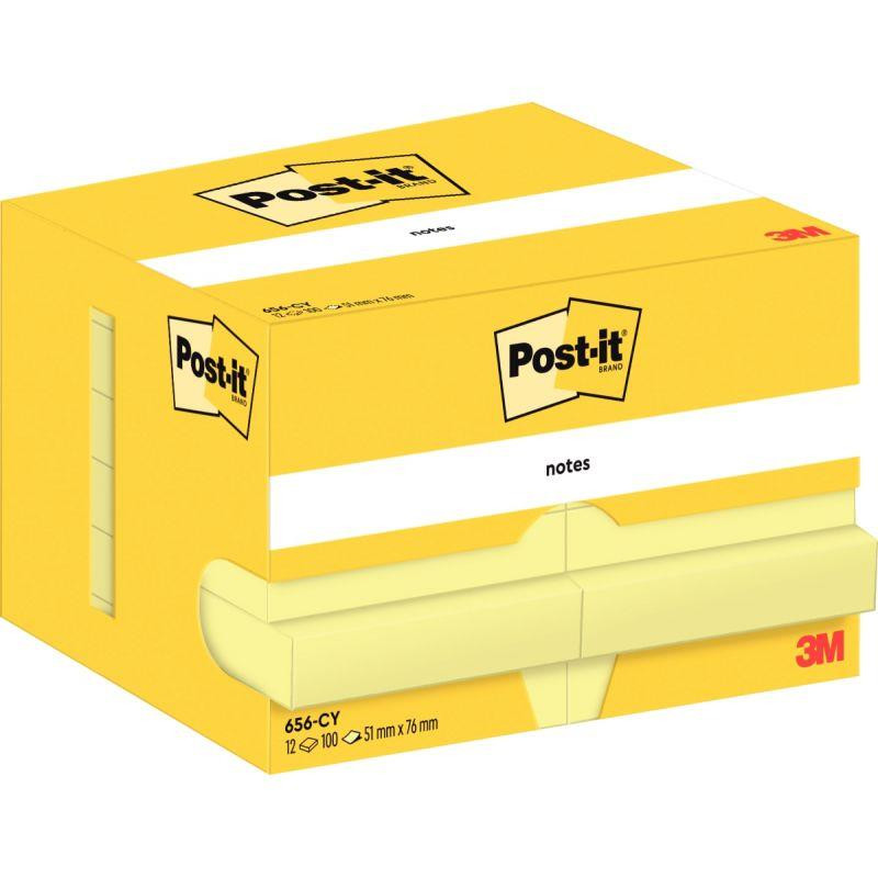 BLOC REPOSITIONNABLE 51X76 JAUNE *PQT12* 100F POST-IT NOTE PEFC 656 BLOC REPOSITIONNABLE 51X76 JAUNE *PQT12* 100F POST-IT NOTE PEFC 656