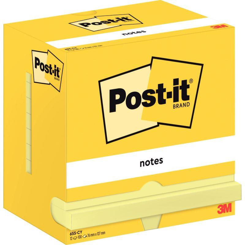 BLOC REPOSITIONNABLE 76X127 JAUNE *PQT12* 100F POST-IT NOTE PEFC 655 BLOC REPOSITIONNABLE 76X127 JAUNE *PQT12* 100F POST-IT NOTE PEFC 655