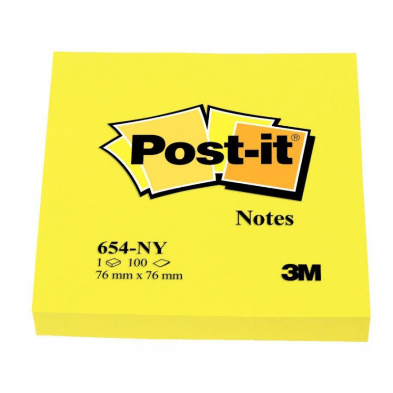BLOC REPOSITIONNABLE 76X76 JAUNE 100F *PQT6* POST-IT BLOC REPOSITIONNABLE 76X76 JAUNE 100F *PQT6* POST-IT