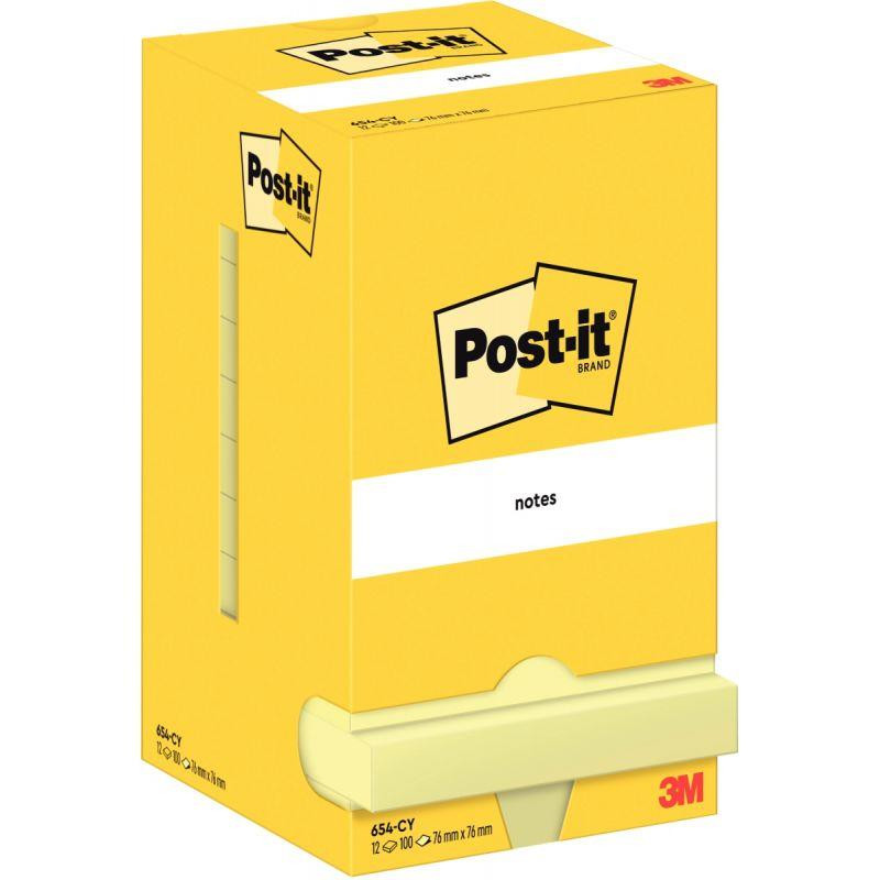 BLOC REPOSITIONNABLE 76X76 JAUNE *PQT12* 100F 23612 POST IT PEFC NOTE 654 BLOC REPOSITIONNABLE 76X76 JAUNE *PQT12* 100F 23612 POST IT PEFC NOTE 654