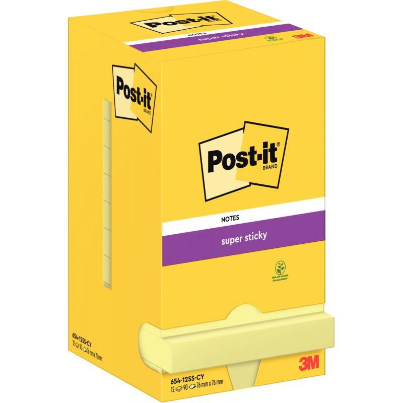 BLOC REPOSITIONNABLE 76X76 JAUNE *PQT12*90F SUPER STICKY POST-IT PEFC NOTE BLOC REPOSITIONNABLE 76X76 JAUNE *PQT12*90F SUPER STICKY POST-IT PEFC NOTE