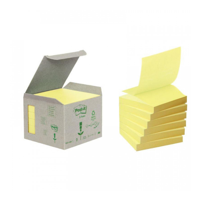 BLOC REPOSITIONNABLE 76X76 JAUNE RECYCLE Z NOTE PQT6 100F POST-IT BLOC REPOSITIONNABLE 76X76 JAUNE RECYCLE Z NOTE PQT6 100F POST-IT