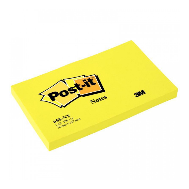 BLOC REPSITIONNABLE 76X127 JAUNE NEON PQT6* 100F POST-IT BLOC REPSITIONNABLE 76X127 JAUNE NEON PQT6* 100F POST-IT