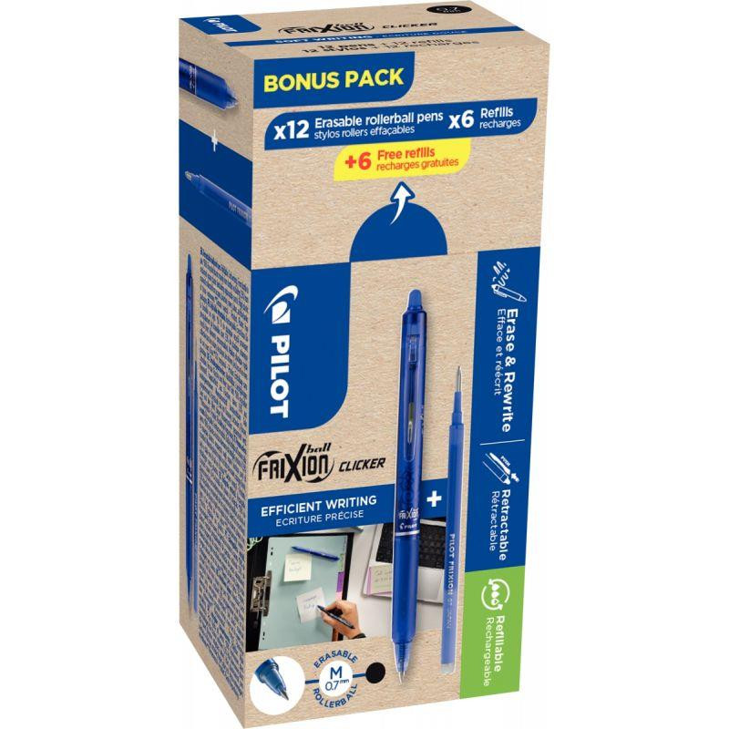BOÎTE DE 12 ROLLERS FRIXION CLICKER BLEUS + 12 RECHARGES BLEUES BOÎTE DE 12 ROLLERS FRIXION CLICKER BLEUS + 12 RECHARGES BLEUES