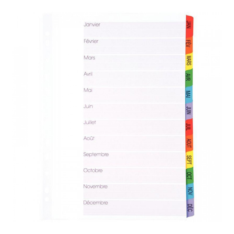 INTERCALAIRES 12 TOUCHES DE JANVIER À DÉCEMBRE FORMAT A4+ INTERCALAIRES 12 TOUCHES DE JANVIER À DÉCEMBRE FORMAT A4+