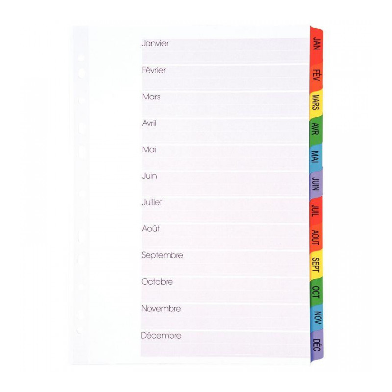 INTERCALAIRES 12 TOUCHES DE JANVIER À DÉCEMBRE FORMAT A4 : 21X29,7 CM INTERCALAIRES 12 TOUCHES DE JANVIER À DÉCEMBRE FORMAT A4 : 21X29,7 CM