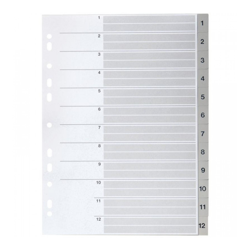 INTERCALAIRES NUMÉRIQUES PP 12T 12/100ÈME FORMAT A4 COLORIS INTERCALAIRES NUMÉRIQUES PP 12T 12/100ÈME FORMAT A4 COLORIS