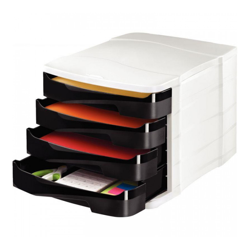MODULE 4 TIROIRS BLANC /NOIR 100% RECYCLE CEP FAB France L29,2 X H24,6 X P38,6 CM MODULE 4 TIROIRS BLANC /NOIR 100% RECYCLE CEP FAB France L29,2 X H24,6 X P38,6 CM