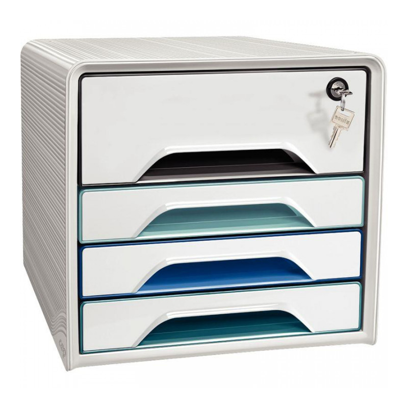 MODULE 4 TIROIRS DONT 1 CLE RIVIERA SECURE BLANC VERT EAU FAB France L28,8 XH27 P36CM MODULE 4 TIROIRS DONT 1 CLE RIVIERA SECURE BLANC VERT EAU FAB France L28,8 XH27 P36CM
