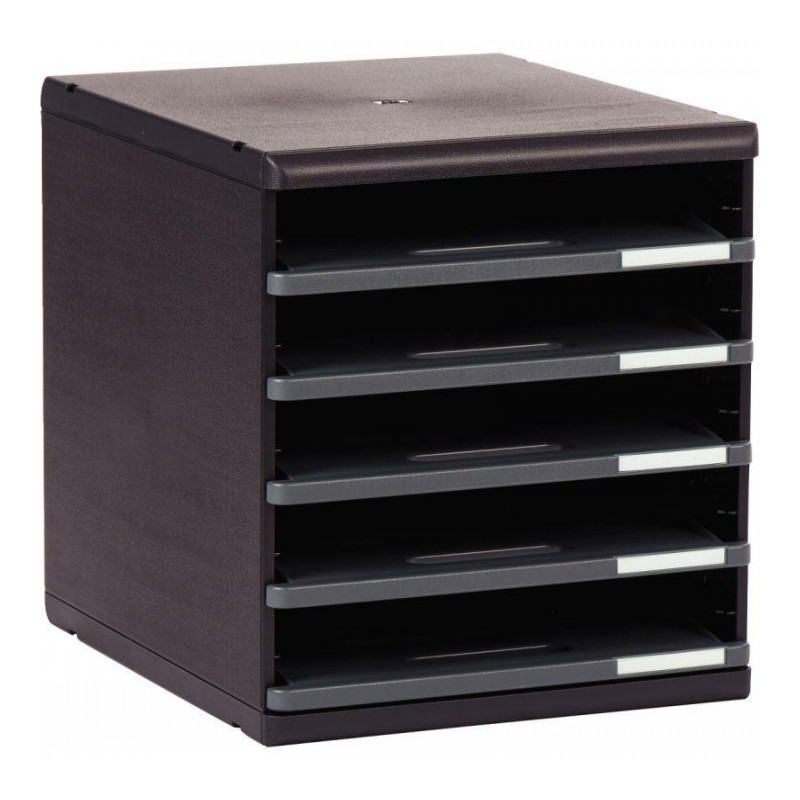 MODULE 5 TIROIRS NOIR OUVERT MODULO 98 % RECYCLE ANGE BLEU L28,8 X H32 X P35CM MODULE 5 TIROIRS NOIR OUVERT MODULO 98 % RECYCLE ANGE BLEU L28,8 X H32 X P35CM