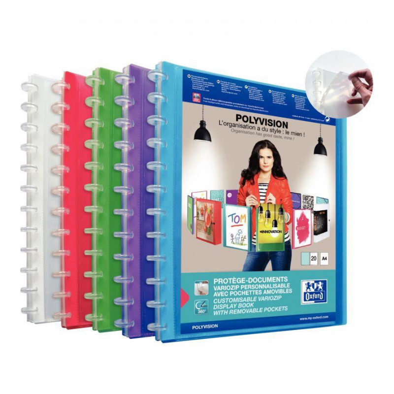 PROTÈGE-DOCUMENTS PERSONNALISABLE 40 VUES VARIOZIP POLYVISION PROTÈGE-DOCUMENTS PERSONNALISABLE 40 VUES VARIOZIP POLYVISION