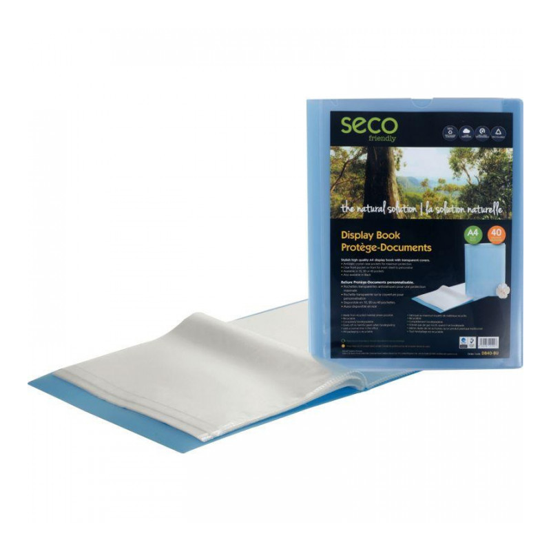 PROTÈGE-DOCUMENTS BIODÉGRADABLE, 40 VUES, BLEU TRANSLUCIDE PROTÈGE-DOCUMENTS BIODÉGRADABLE, 40 VUES, BLEU TRANSLUCIDE