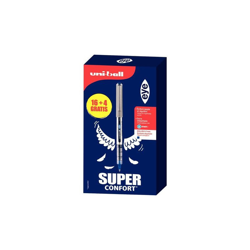ROLLERS UNIBALL EYE *BTE DE 20* UB157 POINTE MOYENNE BLEU DONT 4 GRATUITS ROLLERS UNIBALL EYE *BTE DE 20* UB157 POINTE MOYENNE BLEU DONT 4 GRATUITS