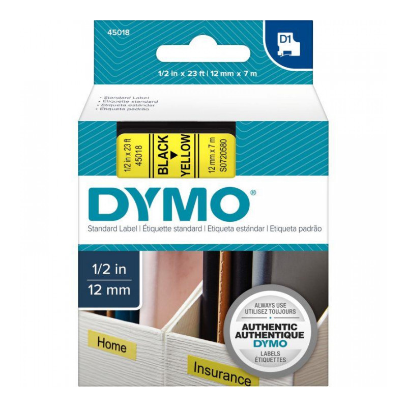RUBAN A MARQUER D1 12mmX7m NOIR/JAUNE 45018 S0720580 DYMO RUBAN A MARQUER D1 12mmX7m NOIR/JAUNE 45018 S0720580 DYMO