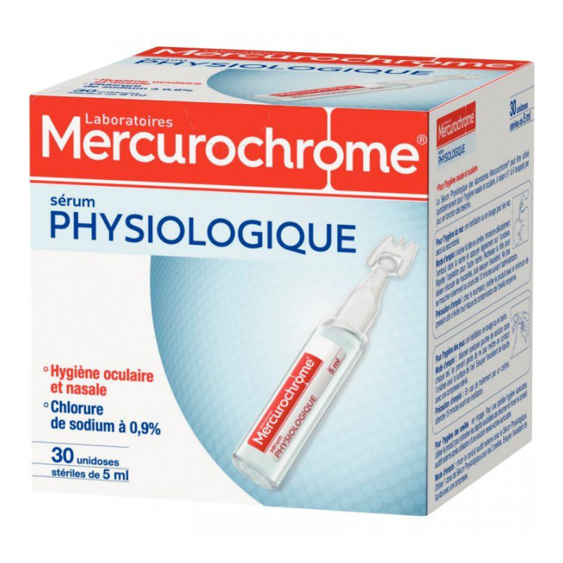 SERUM PHYSIOLOGIQUE BOITE DE 30 DOSES 5ML MERCUROCHROME SERUM PHYSIOLOGIQUE BOITE DE 30 DOSES 5ML MERCUROCHROME