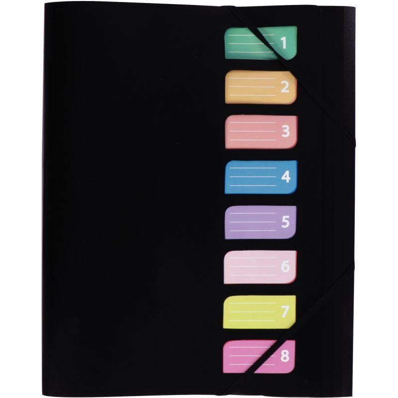 TRIEUR EN POLYPROPYLÈNE AVEC 3 RABATS ET ÉLASTIQUES 8 COMPARTIMENTS COLORIS NOIR TRIEUR EN POLYPROPYLÈNE AVEC 3 RABATS ET ÉLASTIQUES 8 COMPARTIMENTS COLORIS NOIR