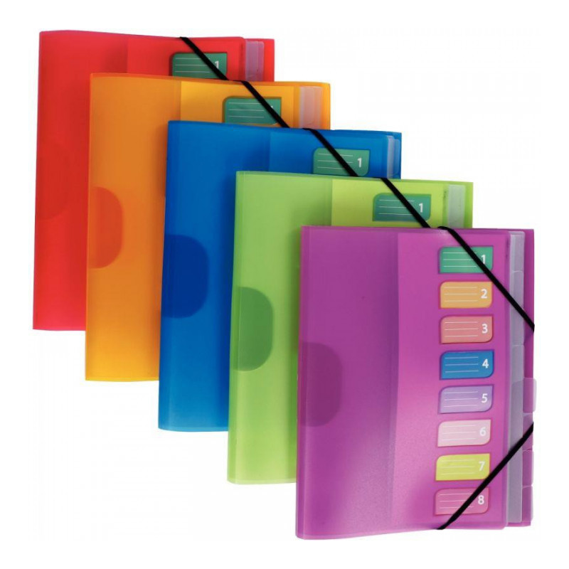 TRIEUR POLYPRO TRANSLUCIDE COLOR FRESH 8 COMPARTIMENTS 3 RABATS + ÉLASTIQUES TRIEUR POLYPRO TRANSLUCIDE COLOR FRESH 8 COMPARTIMENTS 3 RABATS + ÉLASTIQUES